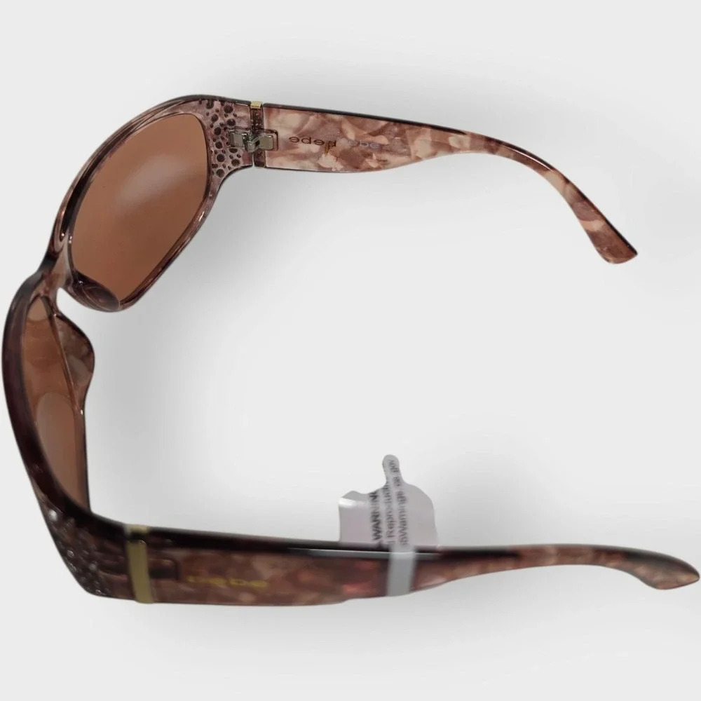 NEW‎ Bebe Pink Marble Rhinestone Sunglasses Womens Brown Lens Y2K Wrap Frame